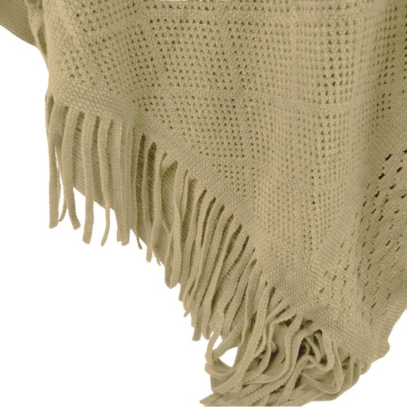 Be Clever, OS, tan, women’s knit, fringed, midi hooded poncho. NWT. - Picture 4 of 5